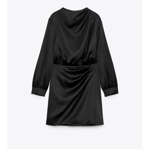 ZARA Elegant Black Satin Dress